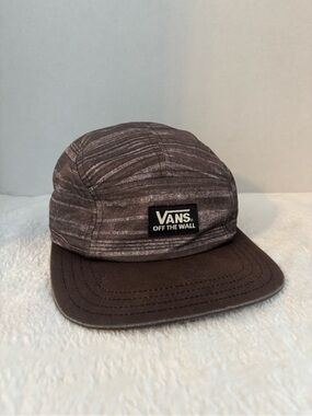 Vans off the wall brown Striped 5-Panel Cap with Black Logo Patch